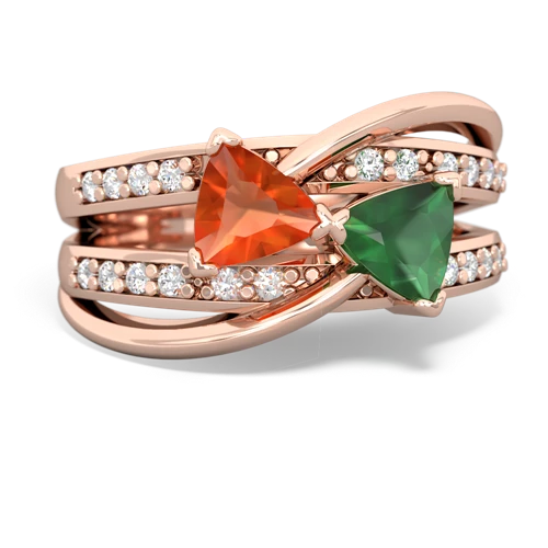 fire opal-emerald couture ring