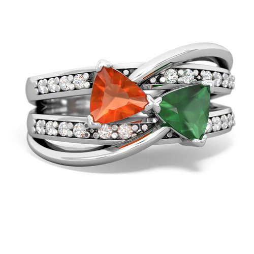 fire opal-emerald couture ring