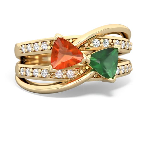 fire opal-emerald couture ring