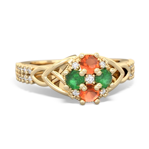 fire opal-emerald engagement ring