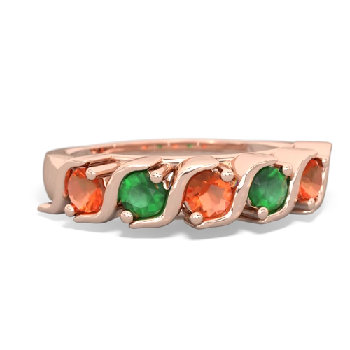 fire opal-emerald timeless ring