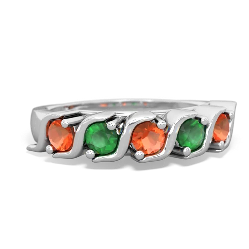 fire opal-emerald timeless ring