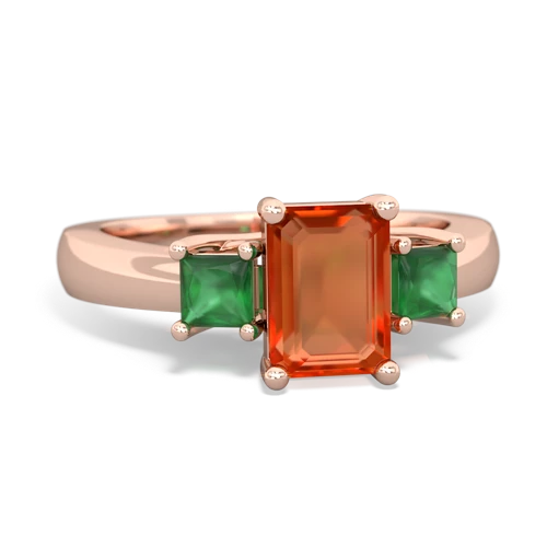 fire opal-emerald timeless ring