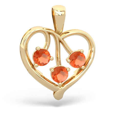 Fire Opal Genuine Fire Opal with Genuine Fire Opal and Genuine Aquamarine Glowing Heart pendant Pendant