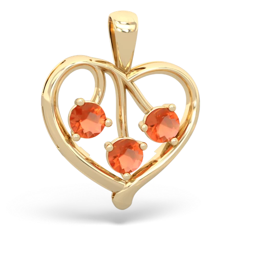 fire opal-smoky quartz love heart pendant