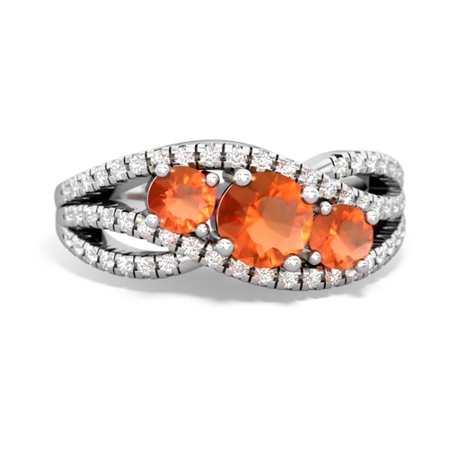 fire opal-emerald three stone pave ring