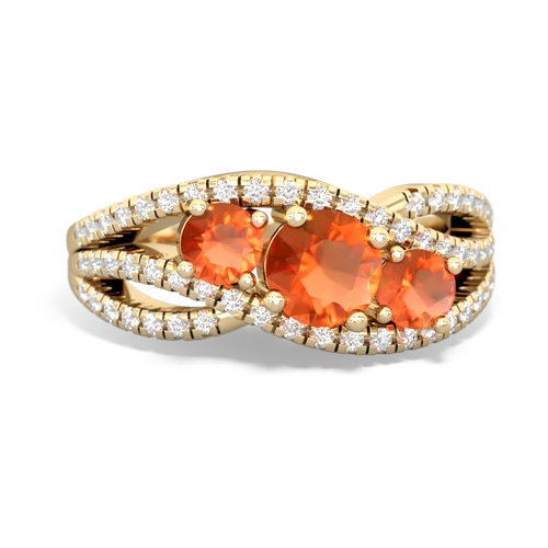 citrine-emerald three stone pave ring