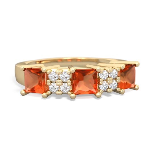 Fire Opal Genuine Fire Opal with Genuine Fire Opal and Lab Created Emerald Three Stone ring Ring