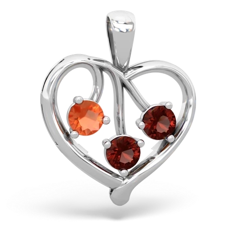 Fire Opal Genuine Fire Opal with Genuine Garnet and Genuine Tanzanite Glowing Heart pendant Pendant