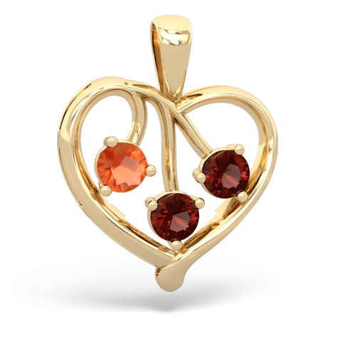 Fire Opal Genuine Fire Opal with Genuine Garnet and  Glowing Heart pendant Pendant