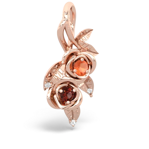 Fire Opal Genuine Fire Opal with Genuine Garnet Rose Vine pendant Pendant