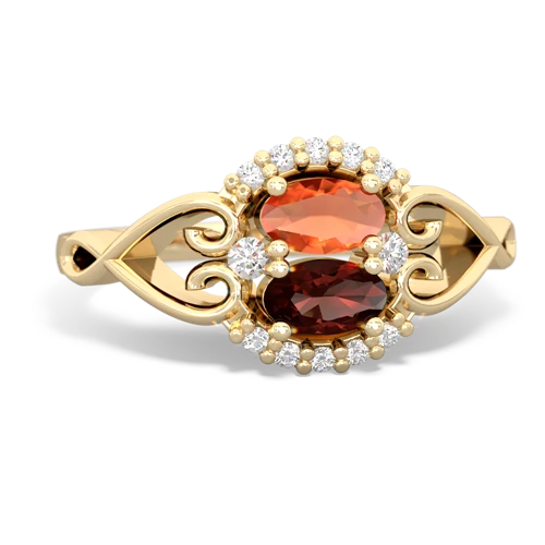 Fire Opal Genuine Fire Opal with Genuine Garnet Love Nest ring Ring