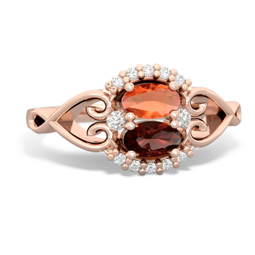 fire opal-garnet antique keepsake ring