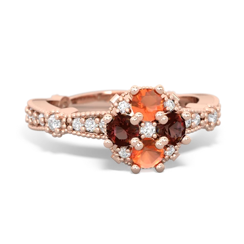 fire opal-garnet art deco engagement ring