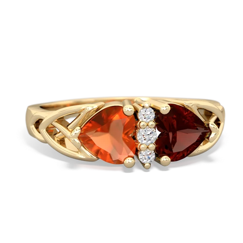 Fire Opal Genuine Fire Opal with Genuine Garnet Celtic Trinity Knot ring Ring
