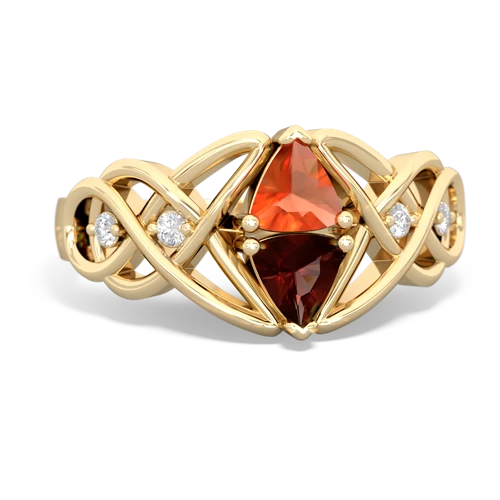 fire opal-garnet celtic knot ring