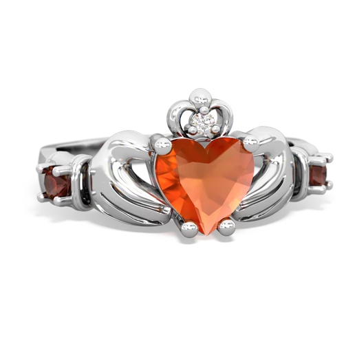 fire opal-garnet claddagh ring