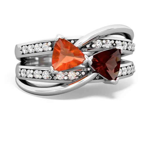 Fire Opal Genuine Fire Opal with Genuine Garnet Bowtie ring Ring