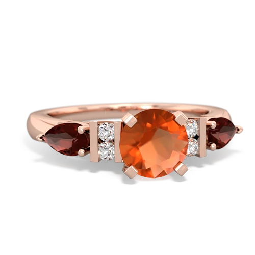 fire opal-garnet engagement ring