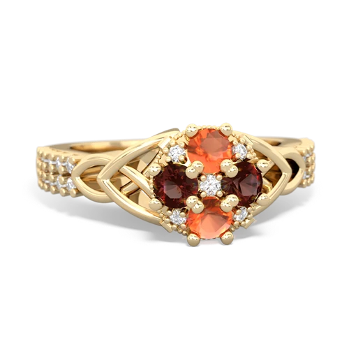 fire opal-garnet engagement ring