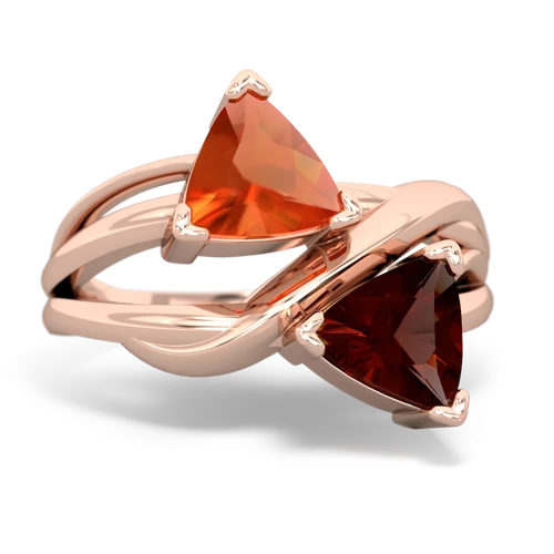 fire opal-garnet filligree ring