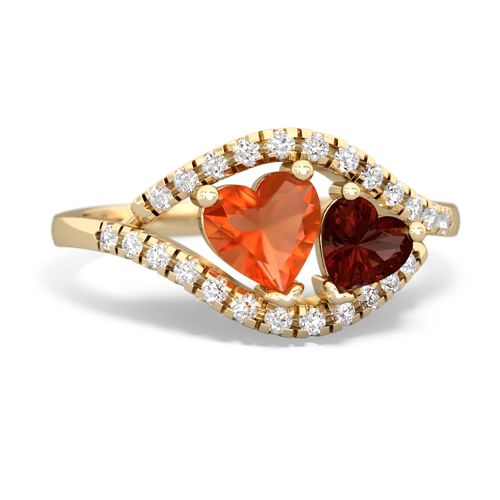 Fire Opal Genuine Fire Opal with Genuine Garnet Mother and Child ring Ring