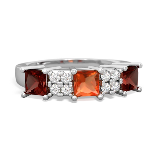 Fire Opal Genuine Fire Opal with Genuine Garnet and Genuine Tanzanite Three Stone ring Ring