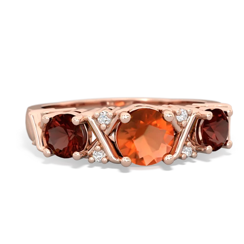 Fire Opal Genuine Fire Opal with Genuine Garnet and  Hugs and Kisses ring Ring