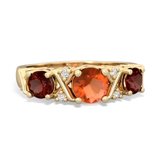 Fire Opal Genuine Fire Opal with Genuine Garnet and Genuine Tanzanite Hugs and Kisses ring Ring