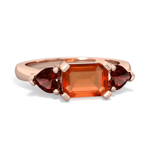 fire opal-garnet timeless ring