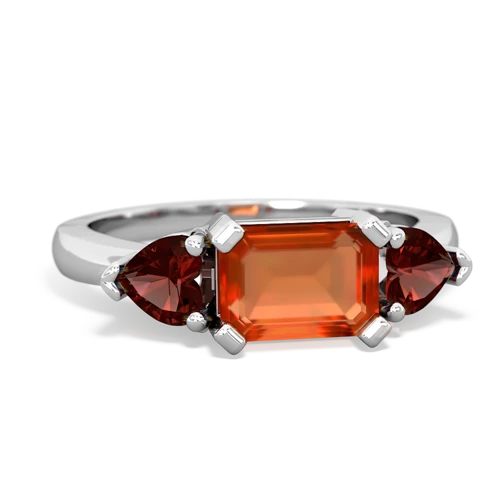 fire opal-garnet timeless ring