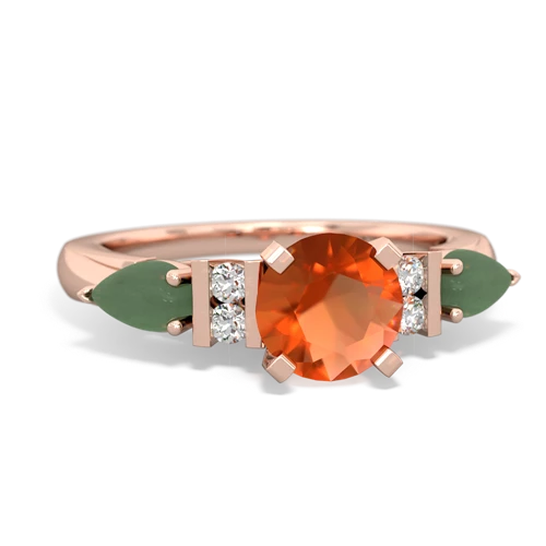 fire opal-jade engagement ring