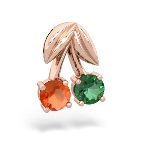 fire opal-lab emerald cherries pendant