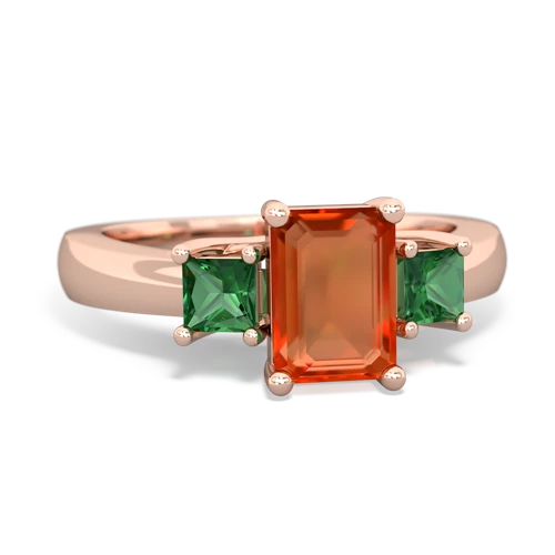 fire opal-lab emerald timeless ring