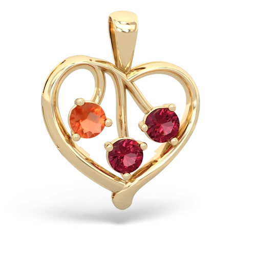 fire opal-lab ruby love heart pendant