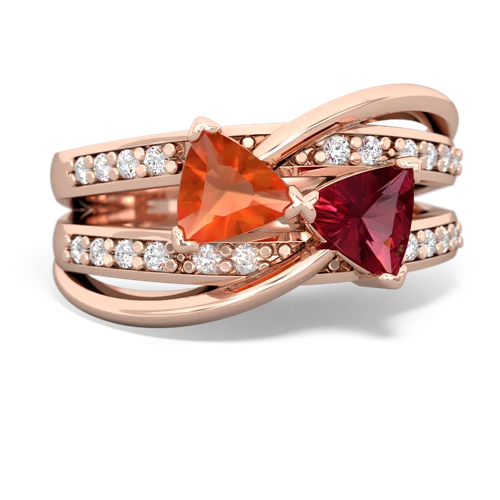 fire opal-lab ruby couture ring