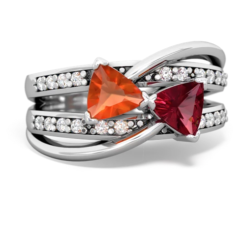 fire opal-lab ruby couture ring