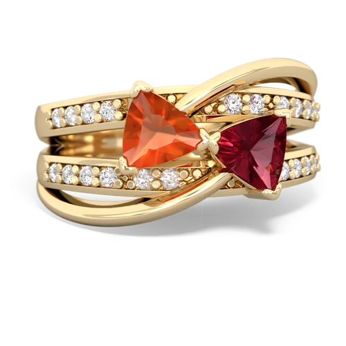 fire opal-lab ruby couture ring