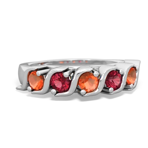 fire opal-lab ruby timeless ring