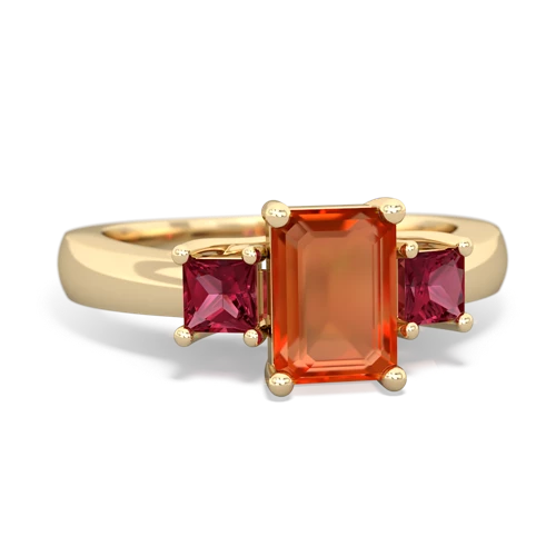 fire opal-lab ruby timeless ring