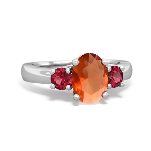 fire opal-lab ruby timeless ring