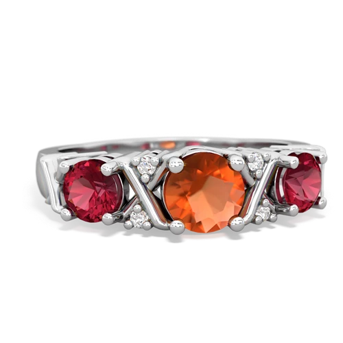 fire opal-lab ruby timeless ring