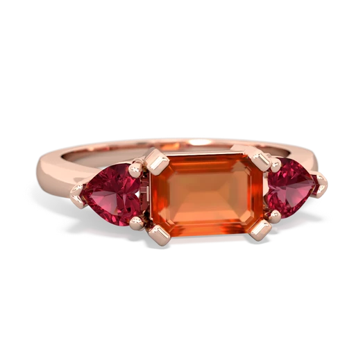 fire opal-lab ruby timeless ring