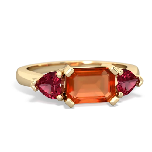 fire opal-lab ruby timeless ring