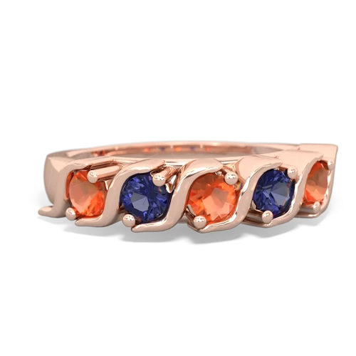 fire opal-lab sapphire timeless ring