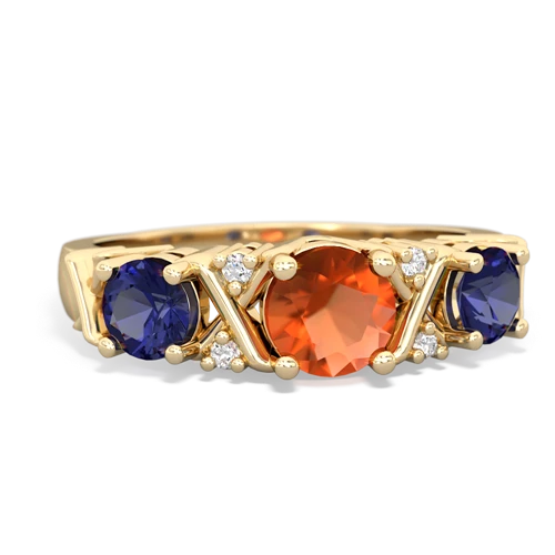 Fire Opal Genuine Fire Opal with Lab Created Sapphire and Lab Created Alexandrite Hugs and Kisses ring Ring