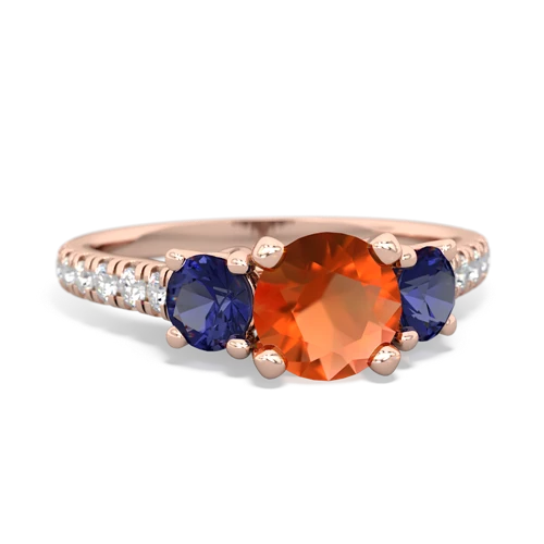 Fire Opal Genuine Fire Opal with Lab Created Sapphire and Genuine Emerald Pave Trellis ring Ring