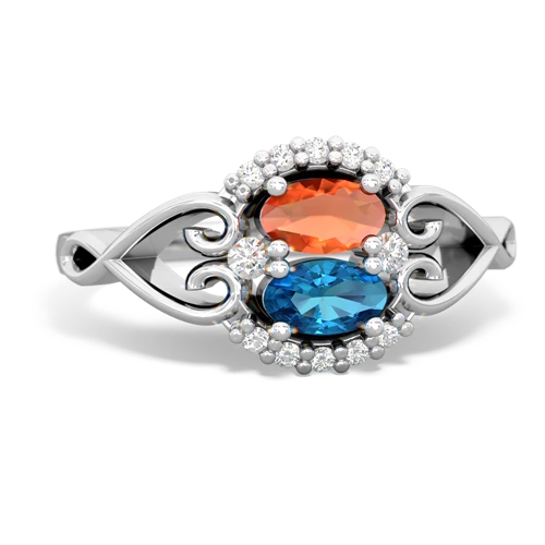 fire opal-london topaz antique keepsake ring