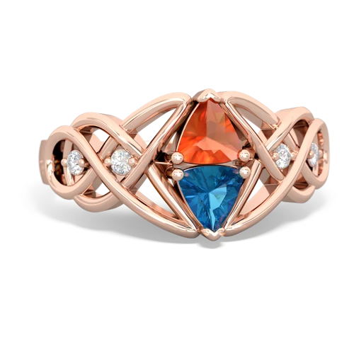 fire opal-london topaz celtic knot ring