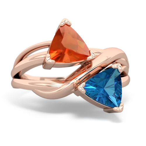 fire opal-london topaz filligree ring